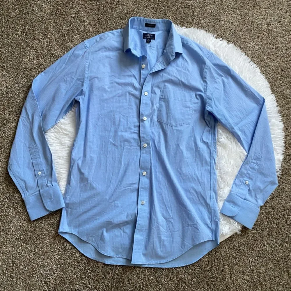 J. Crew Flex Wrinkle Free Button Down Dress Shirt Blue Mens‎ Size Medium